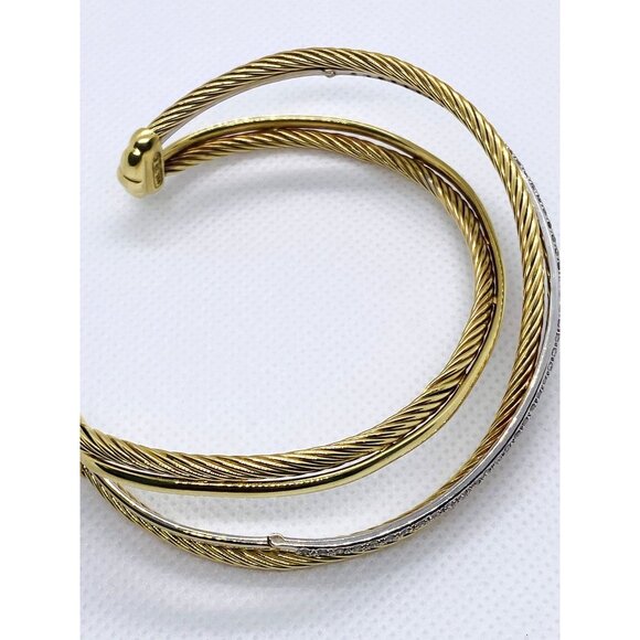David Yurman 18K 750 Crossover Diamond Cuff Bracelet 7.5" - Picture 4 of 16